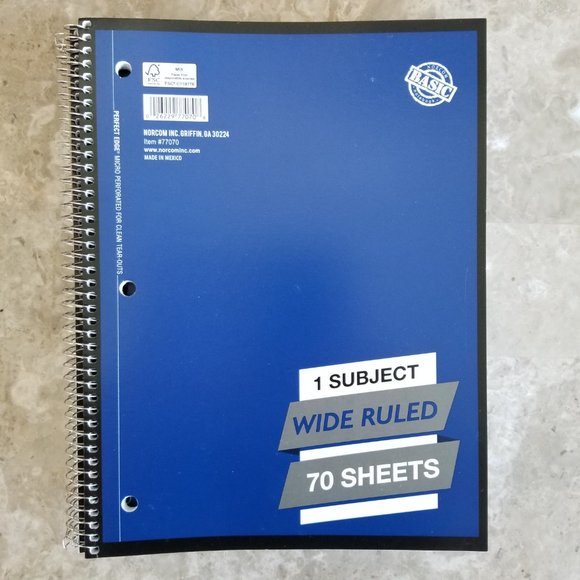NEW 6 Pack Bundle of Spiral Notebooks: 1-subject, 70-count, Wide Ruled - Picture 4 of 7